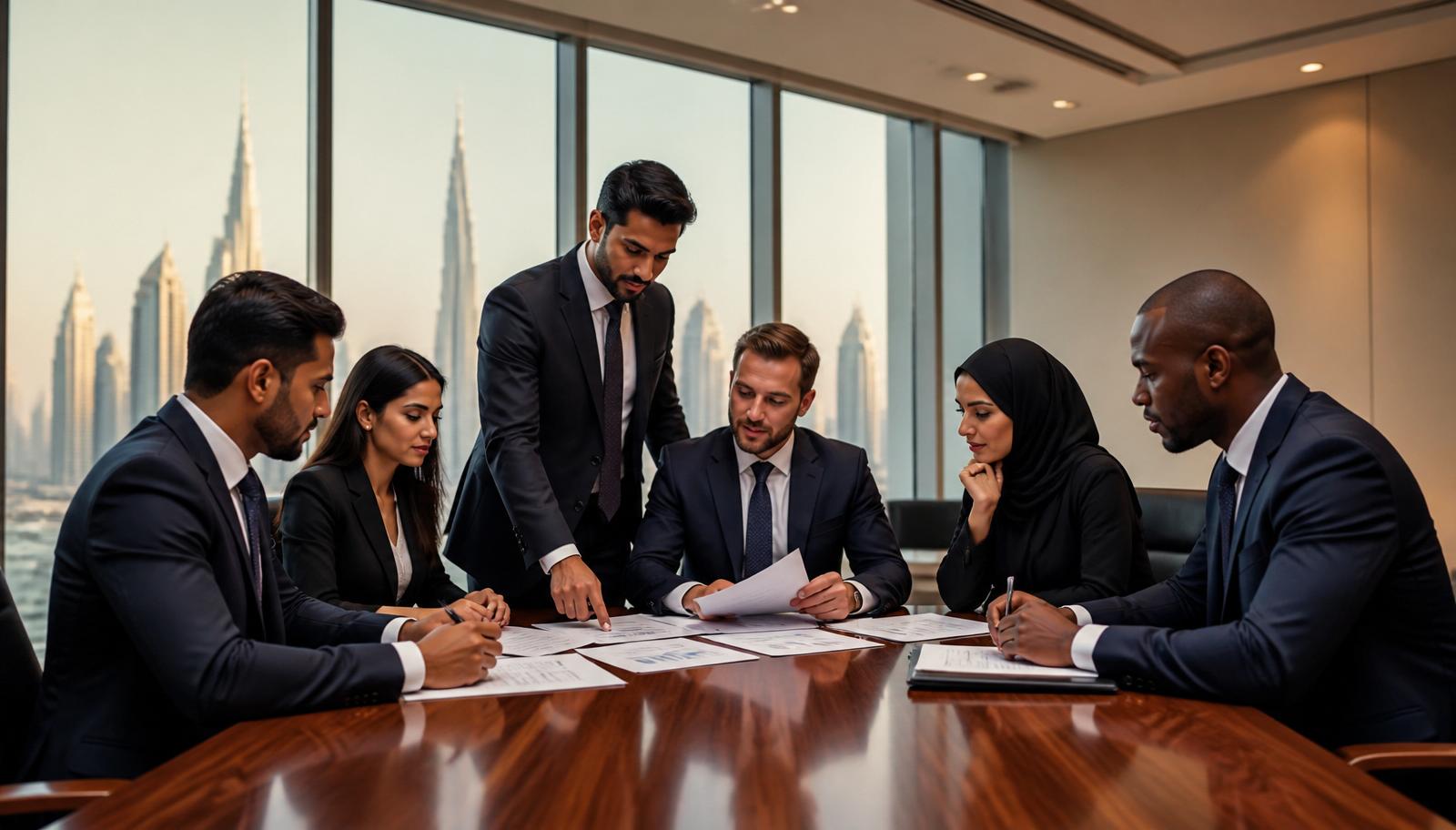 Jitendra Consulting Group leadership team in a Dubai boardroom